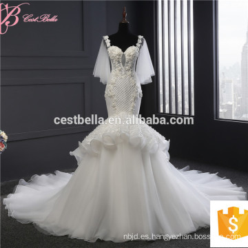 China Zhongshan de lujo de encaje de la vendimia sirena vestido de novia 2017